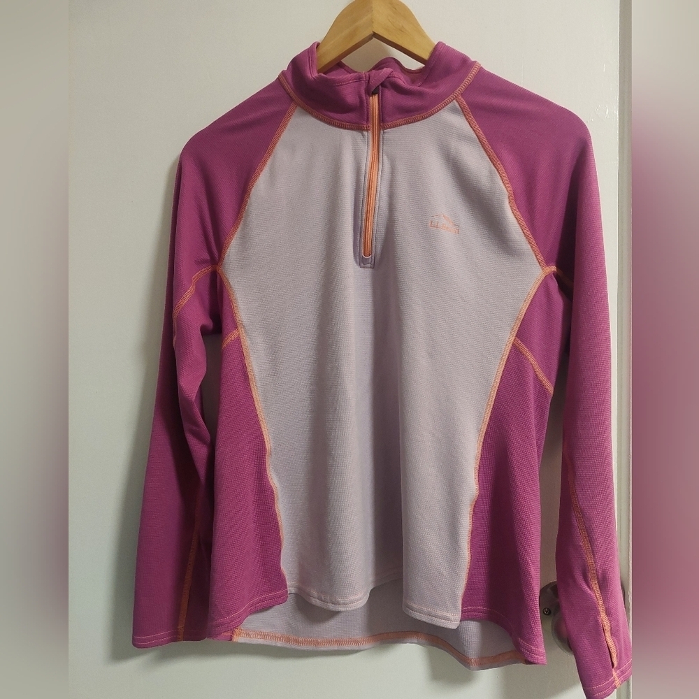 L.L. Bean Pink and Purple Quarter-Zip Pullover